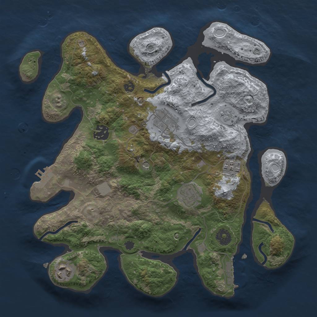 Rust Map: Procedural Map, Size: 3000, Seed: 767726831, 12 Monuments