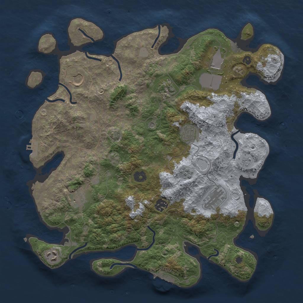 Rust Map: Procedural Map, Size: 3700, Seed: 132131, 16 Monuments