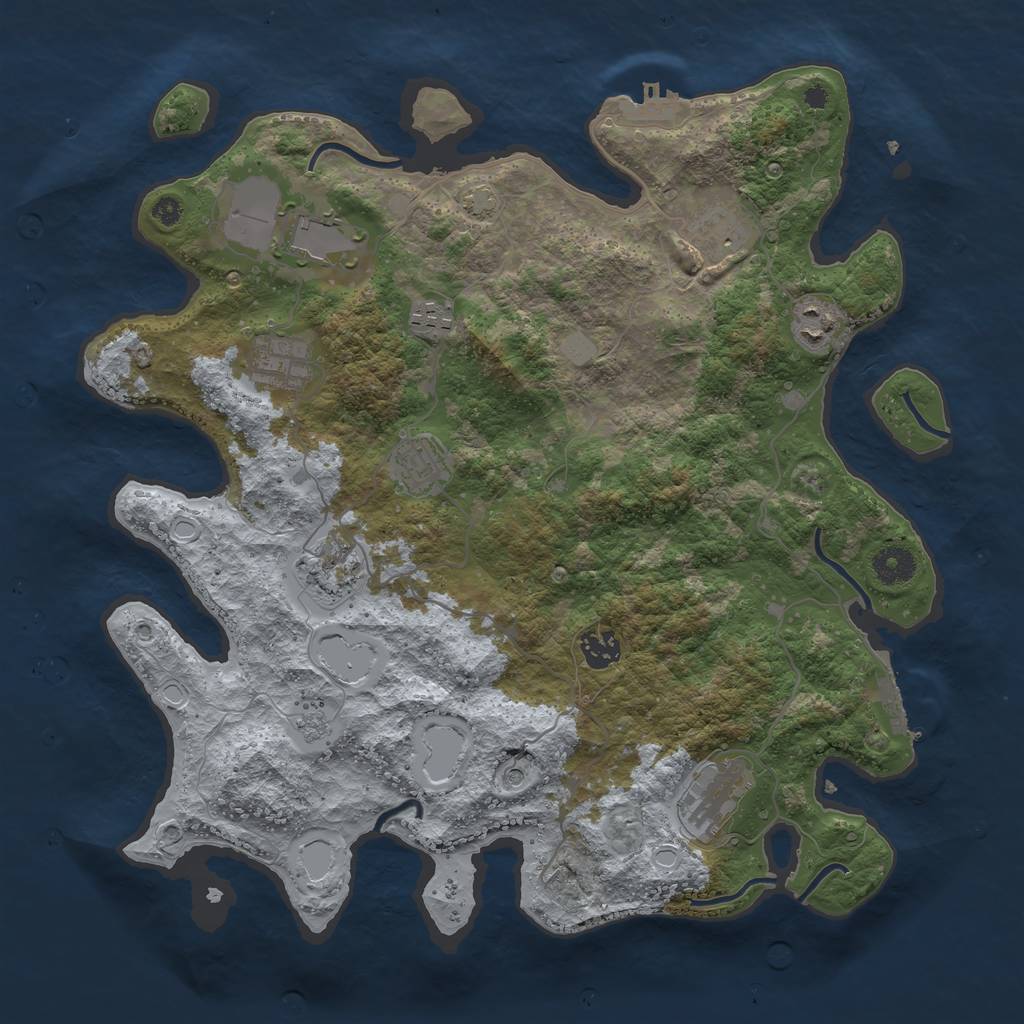 Rust Map: Procedural Map, Size: 3800, Seed: 1383239801, 17 Monuments