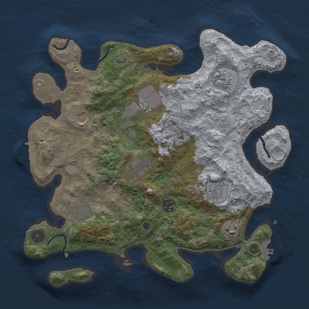 Rust Map: Procedural Map, Size: 3500, Seed: 444894065, 14 Monuments