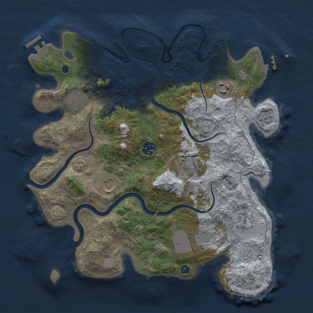 Rust Map: Procedural Map, Size: 3500, Seed: 4498867, 14 Monuments
