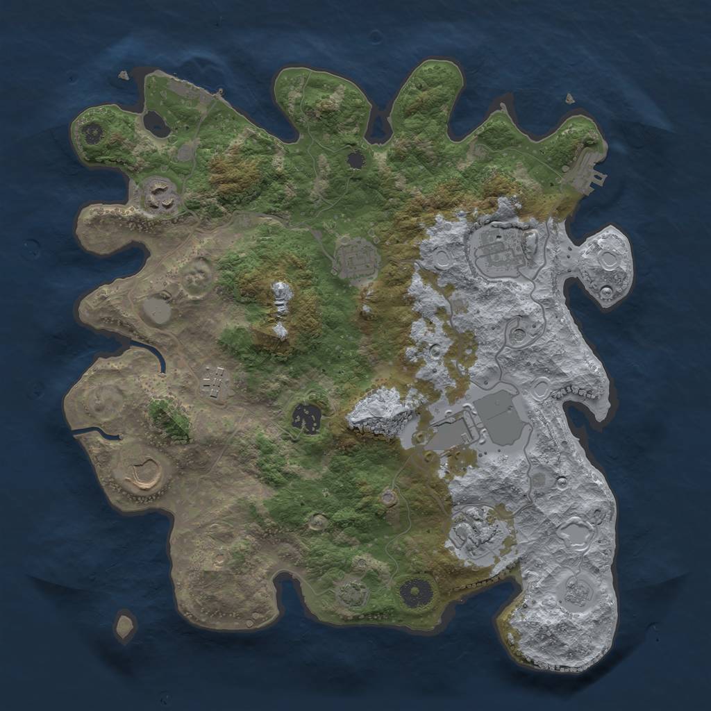 Rust Map: Procedural Map, Size: 3500, Seed: 4498867, 15 Monuments