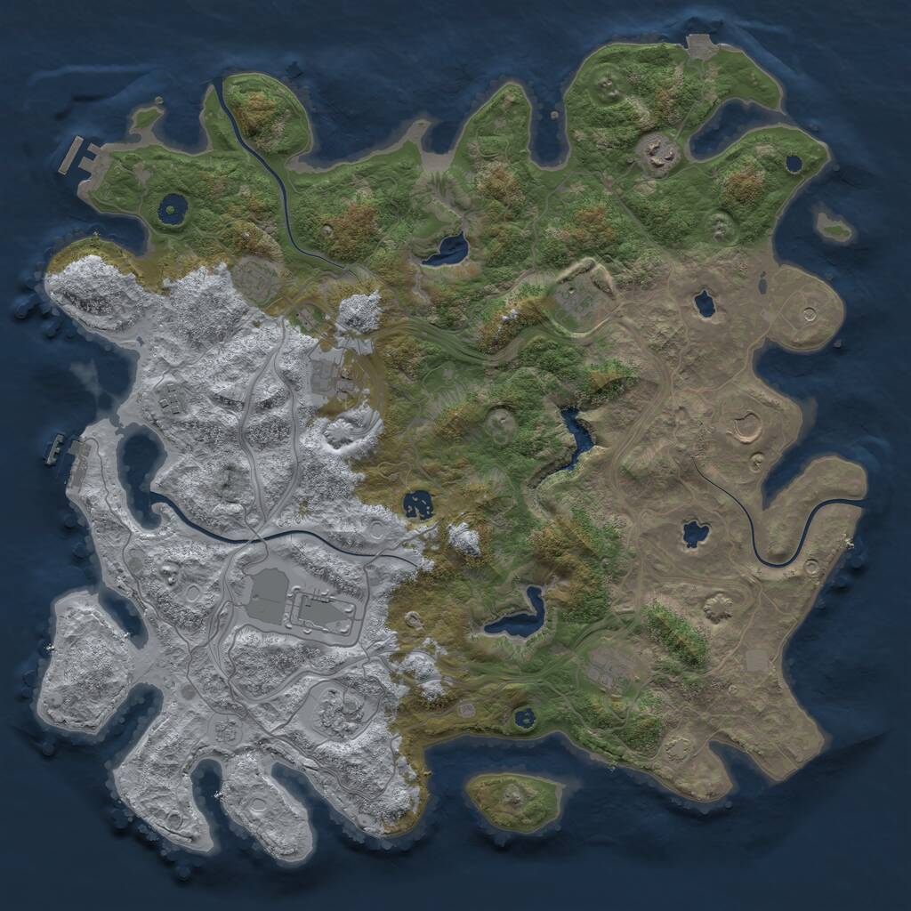 Rust Map: Procedural Map, Size: 4500, Seed: 393194, 16 Monuments