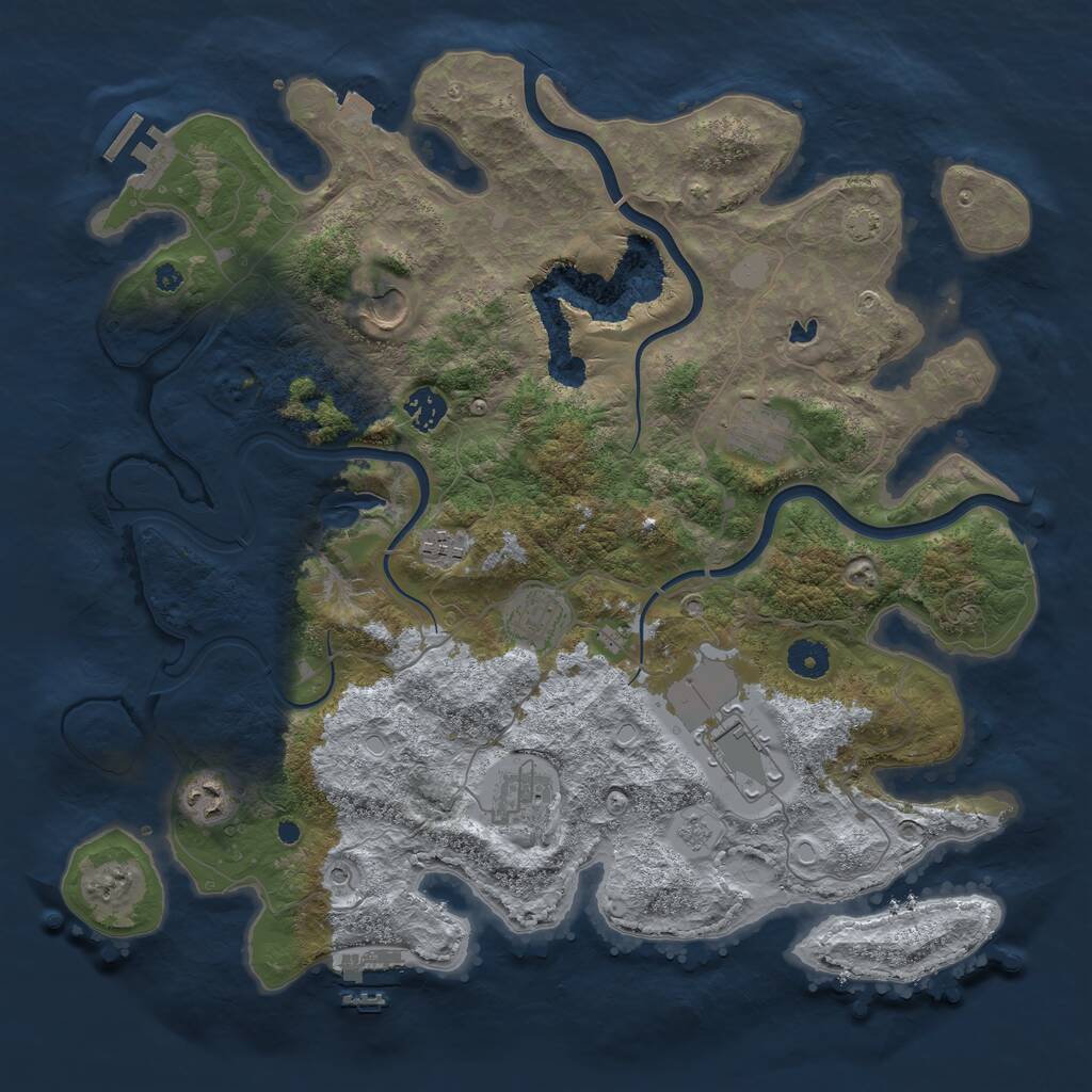 Rust Map: Procedural Map, Size: 4000, Seed: 8879, 14 Monuments