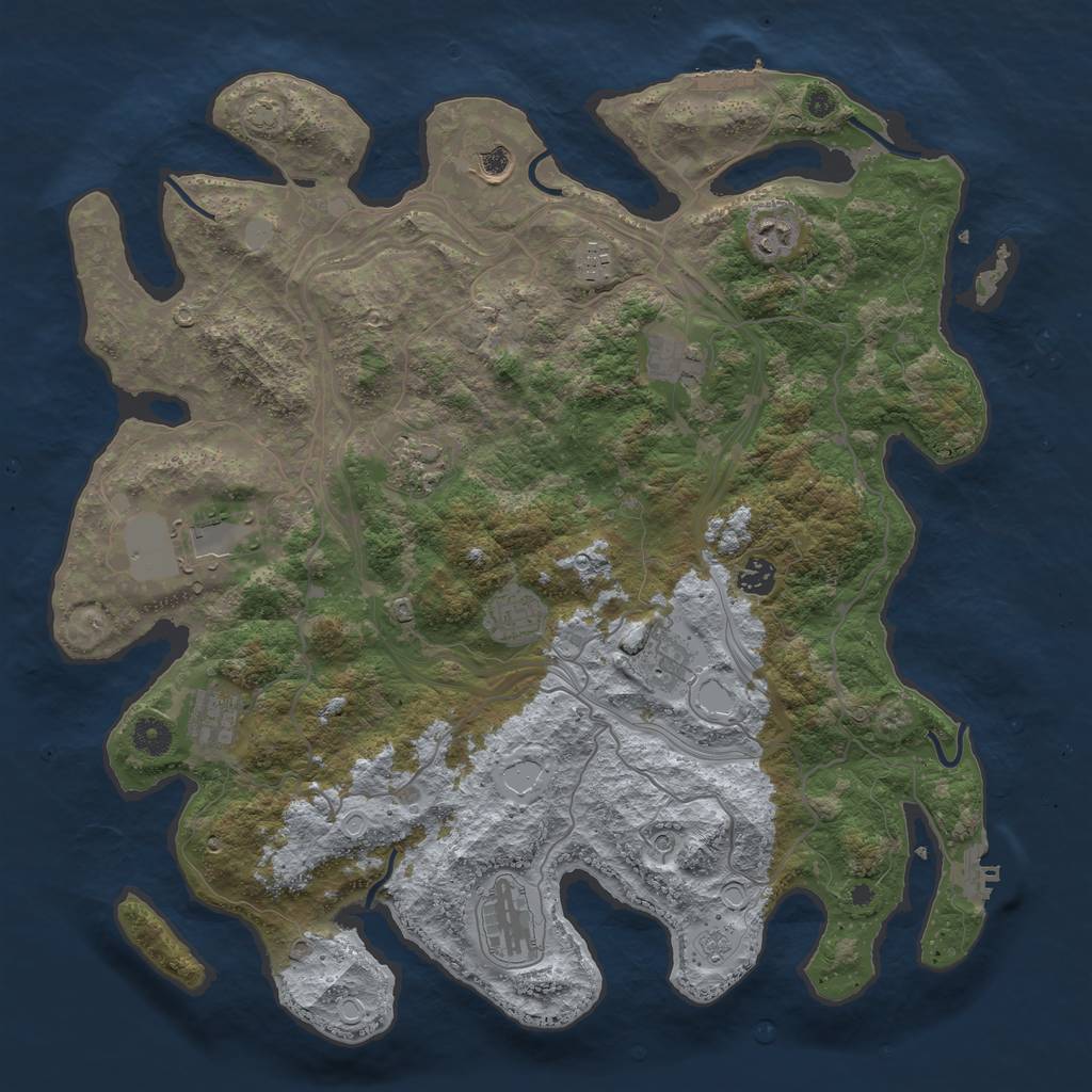 Rust Map: Procedural Map, Size: 4250, Seed: 1868305112, 18 Monuments