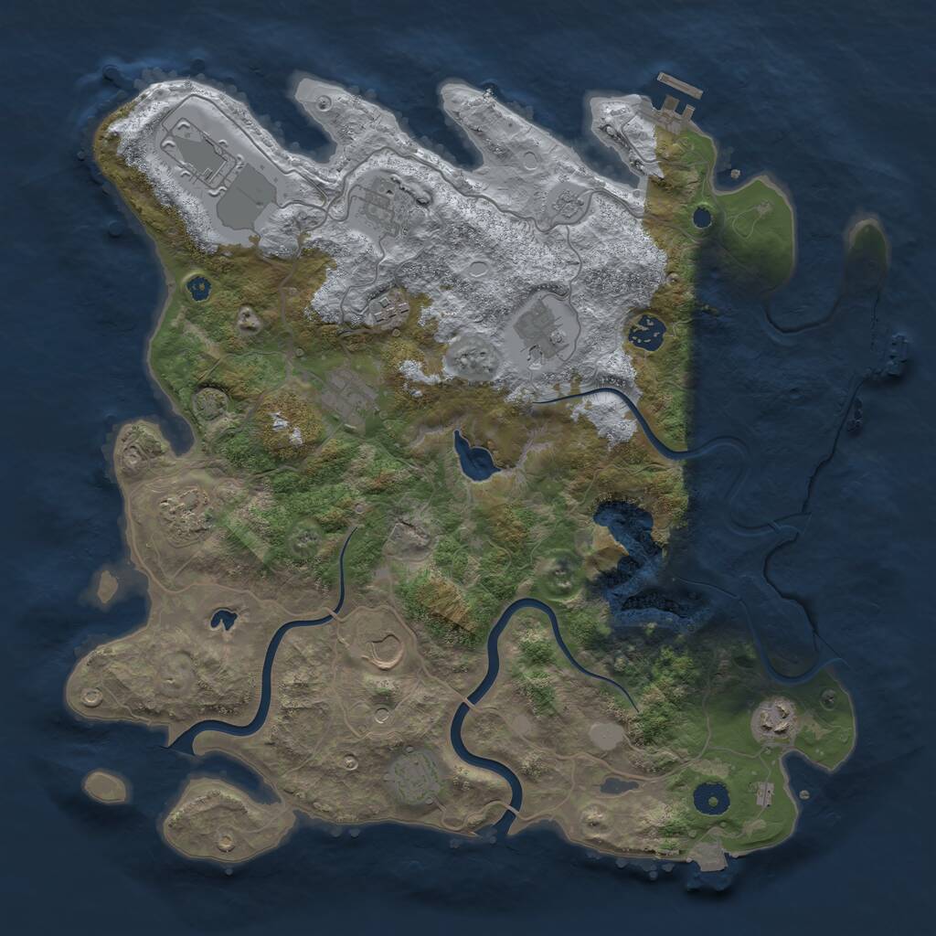 Rust Map: Procedural Map, Size: 4000, Seed: 2098277447, 16 Monuments