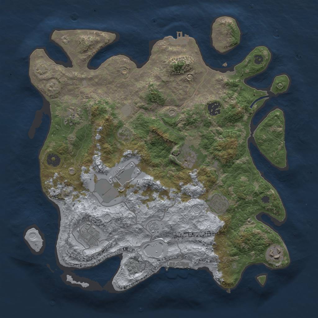Rust Map: Procedural Map, Size: 3500, Seed: 1575517767, 15 Monuments