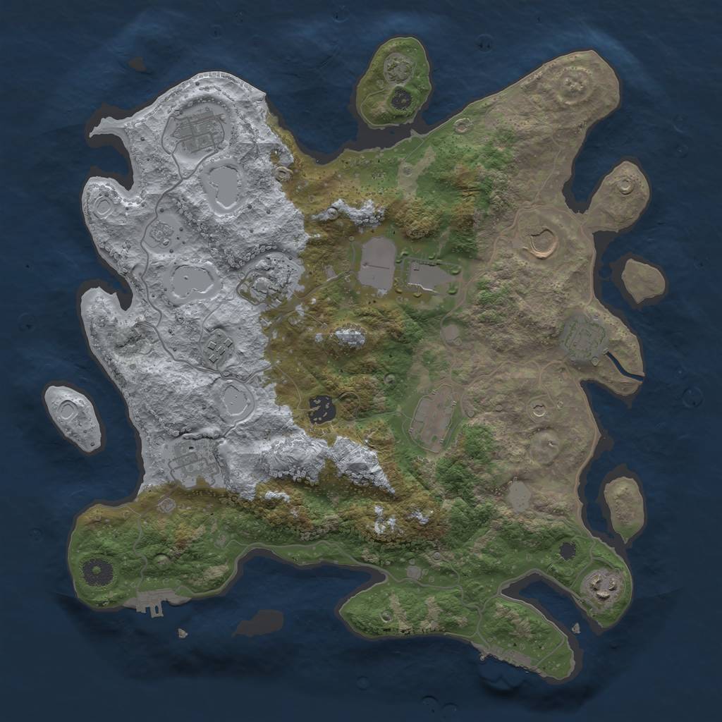 Rust Map: Procedural Map, Size: 3700, Seed: 940174434, 17 Monuments