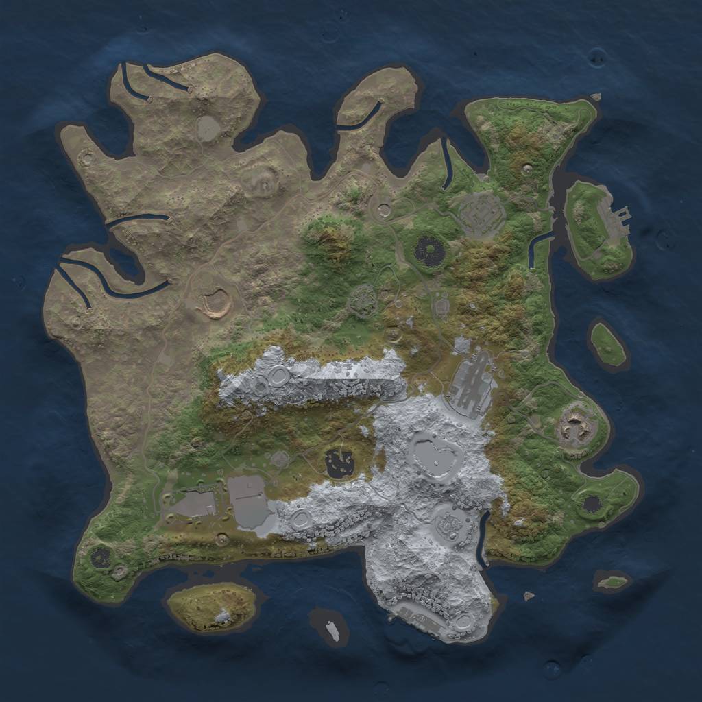 Rust Map: Procedural Map, Size: 3500, Seed: 634279957, 13 Monuments