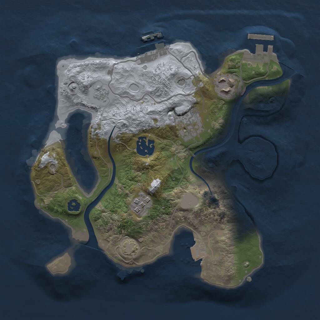 Rust Map: Procedural Map, Size: 2500, Seed: 1087147028, 10 Monuments