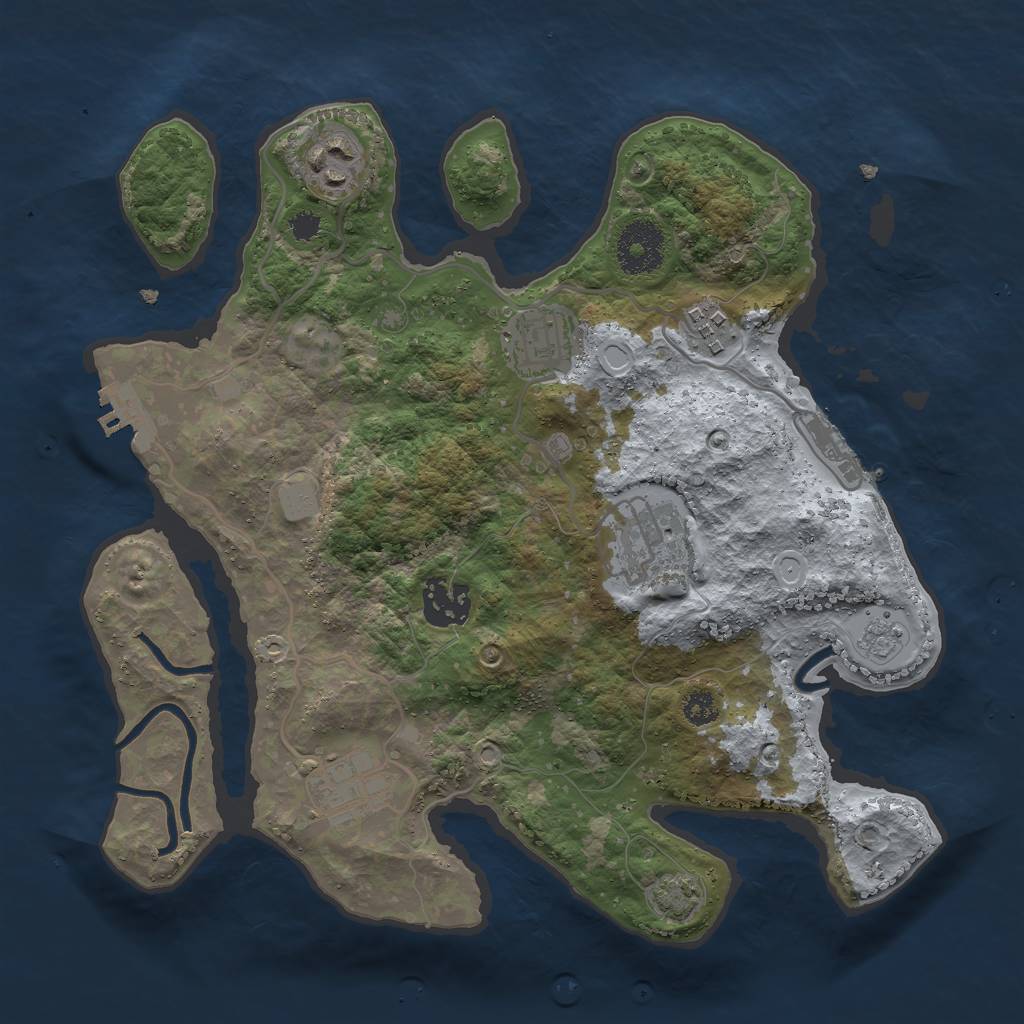 Rust Map: Procedural Map, Size: 3000, Seed: 4545454, 12 Monuments