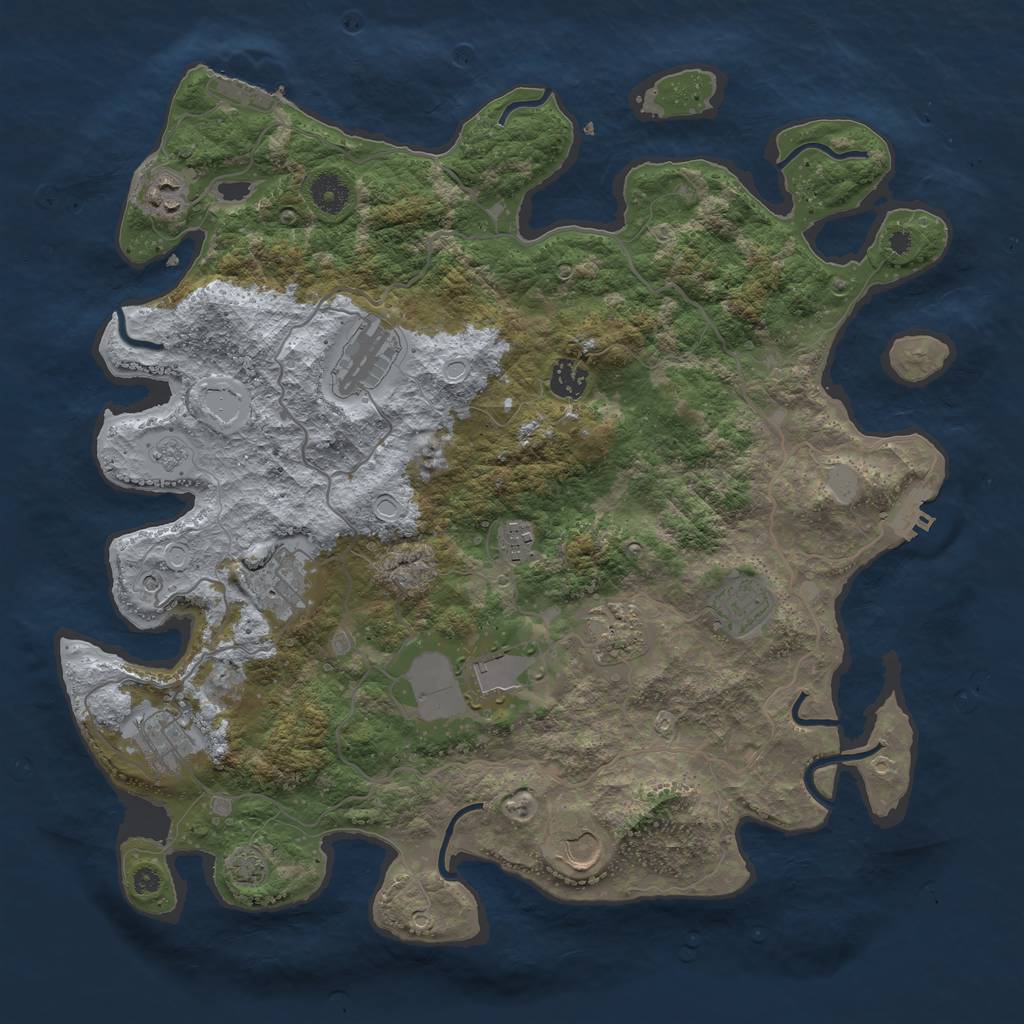 Rust Map: Procedural Map, Size: 4000, Seed: 410385326, 17 Monuments