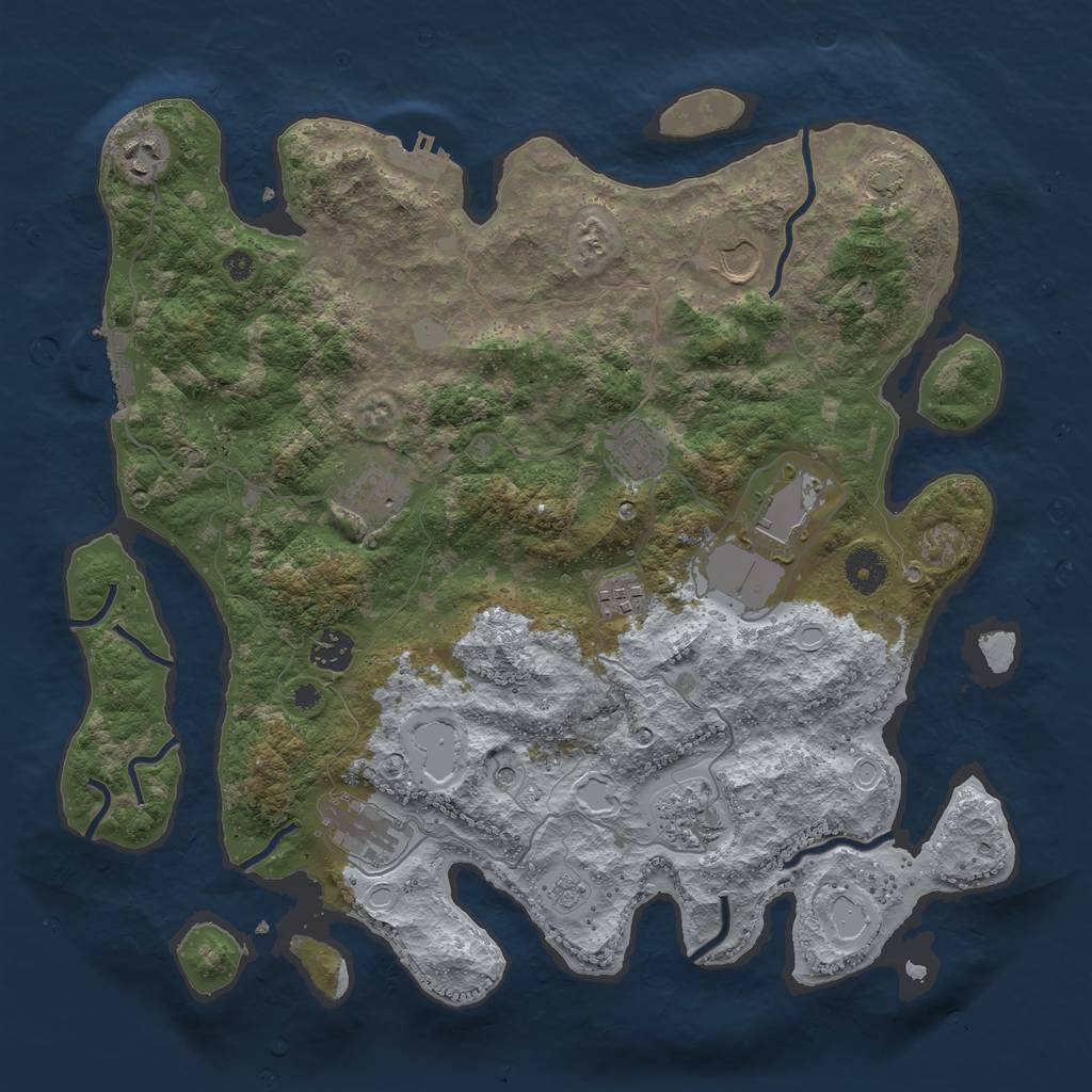 Rust Map: Procedural Map, Size: 3850, Seed: 183625590, 16 Monuments