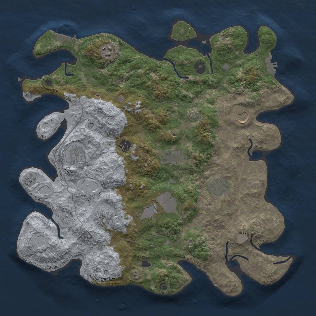 Rust Map: Procedural Map, Size: 4000, Seed: 360996629, 16 Monuments