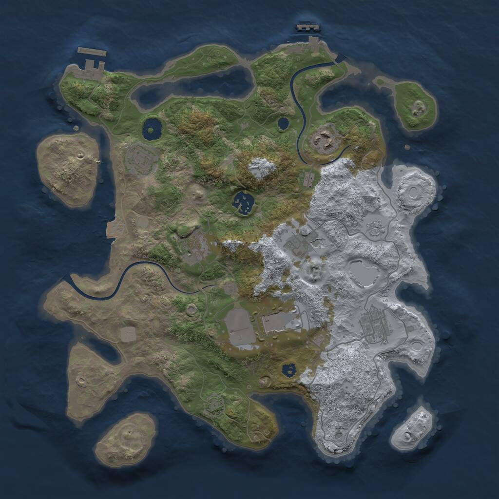 Rust Map: Procedural Map, Size: 3500, Seed: 199180365, 12 Monuments