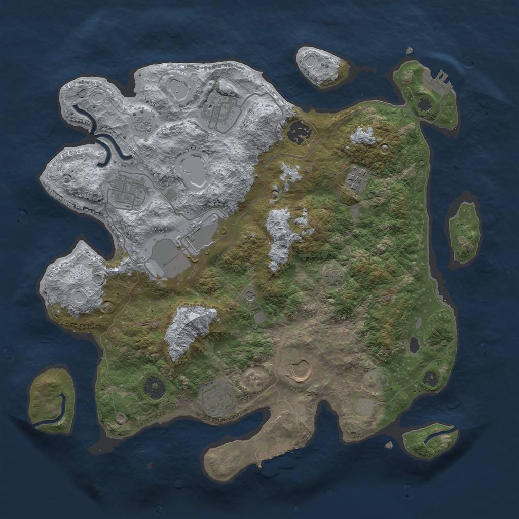 Rust Map: Procedural Map, Size: 3500, Seed: 142474576, 14 Monuments