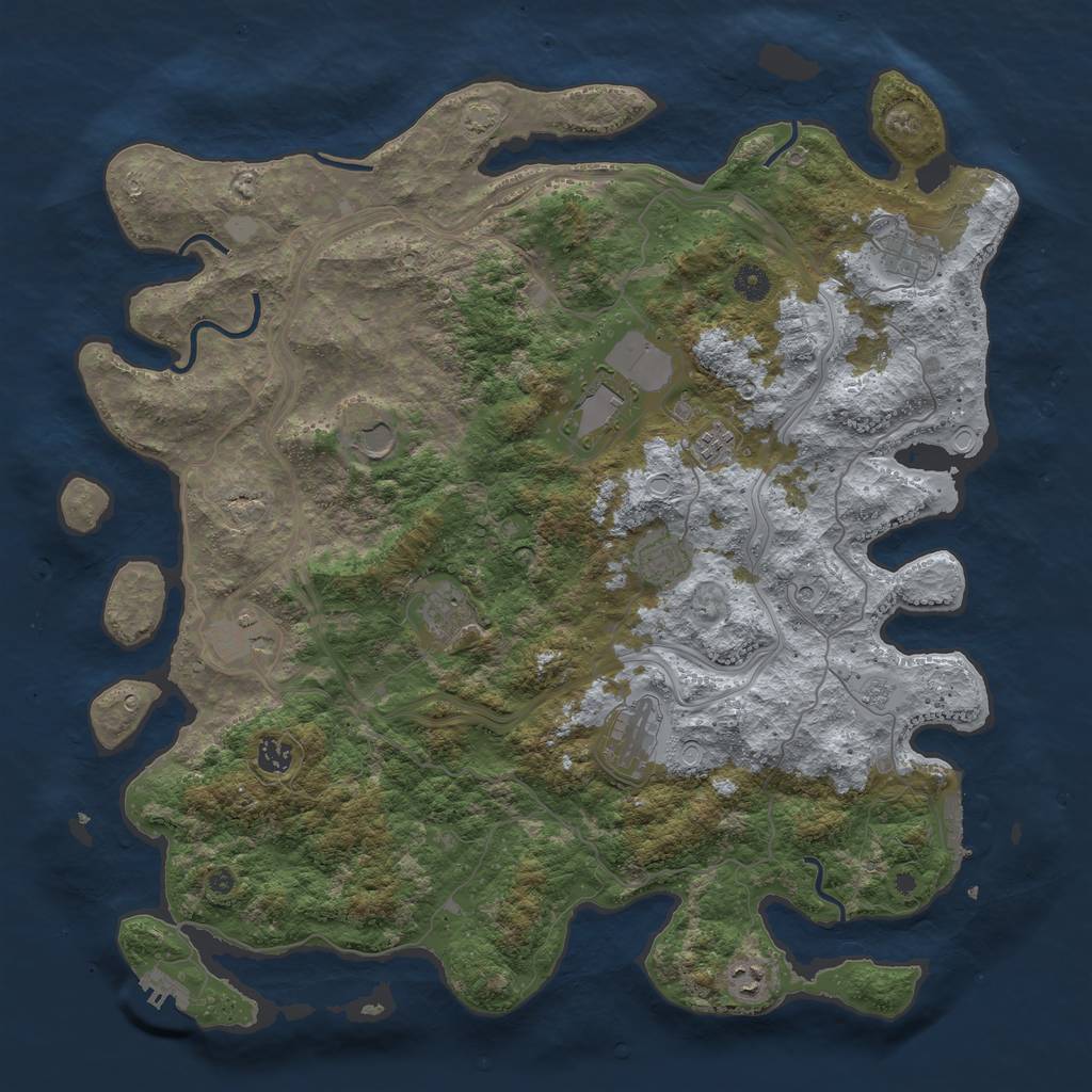 Rust Map: Procedural Map, Size: 4500, Seed: 274936122, 17 Monuments