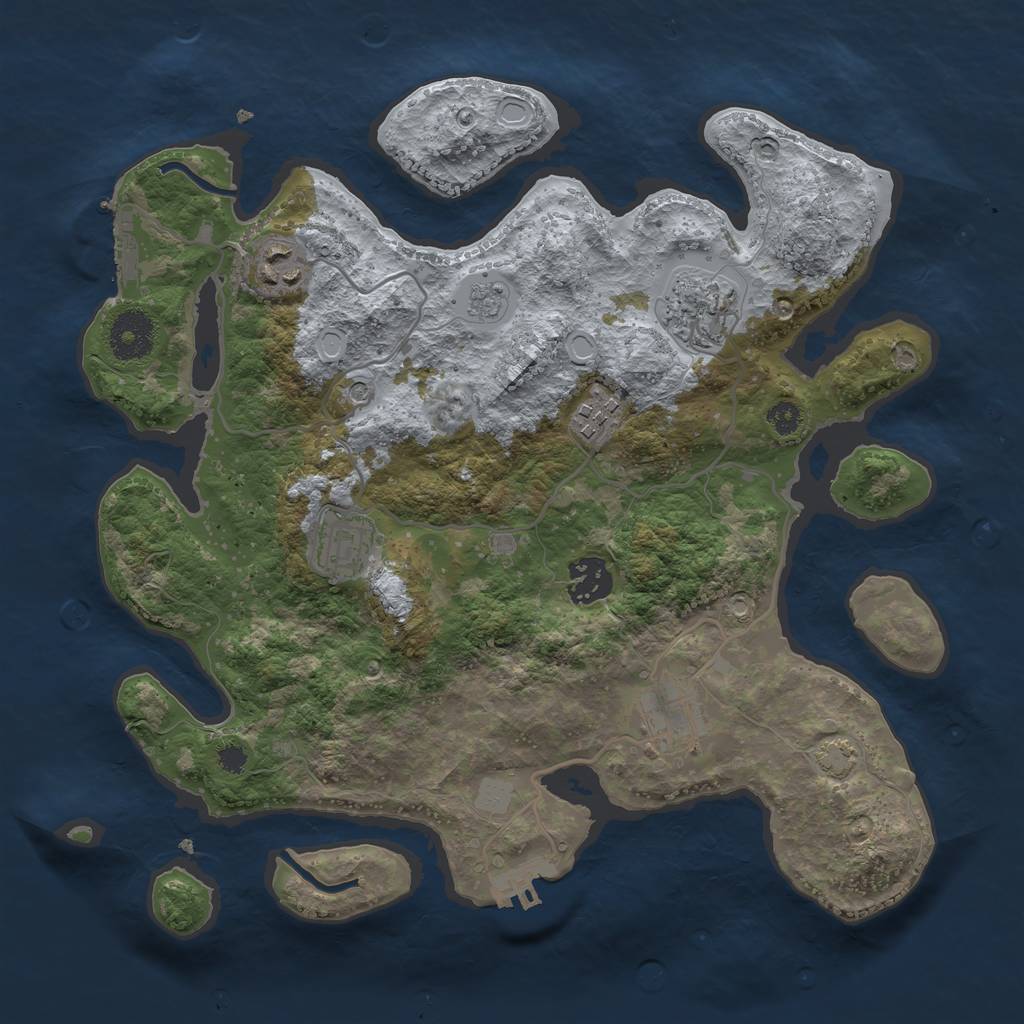 Rust Map: Procedural Map, Size: 3250, Seed: 418794783, 13 Monuments