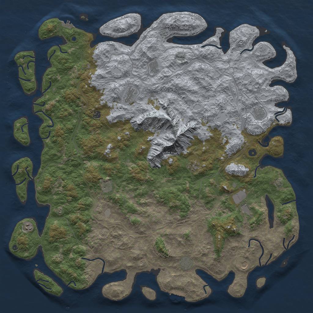 Rust Map: Procedural Map, Size: 6000, Seed: 2001843533, 18 Monuments