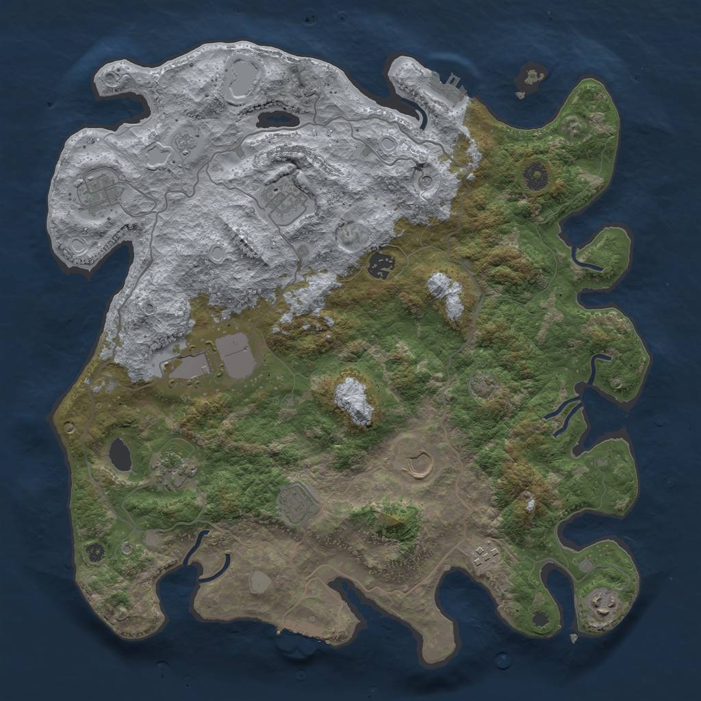 Rust Map: Procedural Map, Size: 4000, Seed: 974932414, 16 Monuments