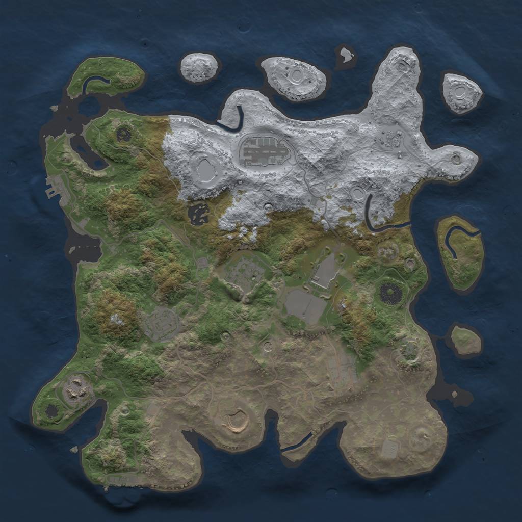 Rust Map: Procedural Map, Size: 3500, Seed: 86443, 15 Monuments