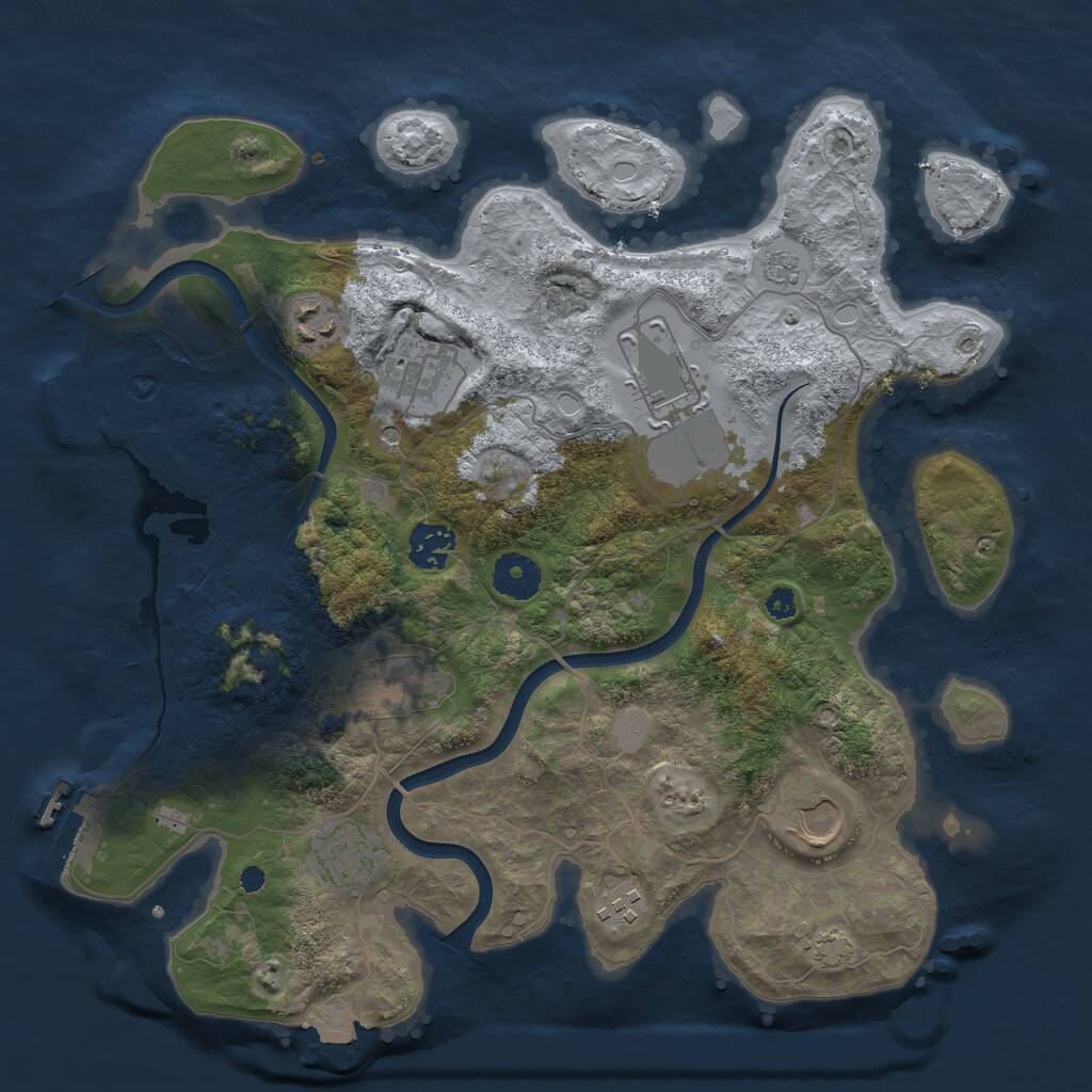 Rust Map: Procedural Map, Size: 3500, Seed: 86443, 14 Monuments