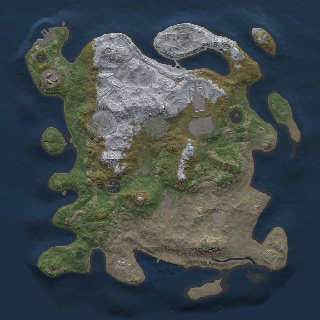 Rust Map: Procedural Map, Size: 3500, Seed: 613563613, 14 Monuments