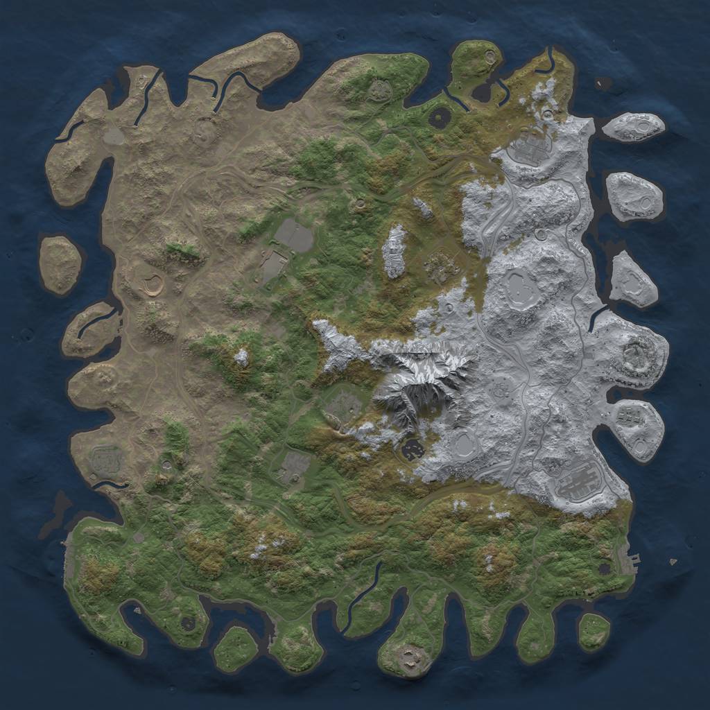 Rust Map: Procedural Map, Size: 5000, Seed: 456432851, 18 Monuments