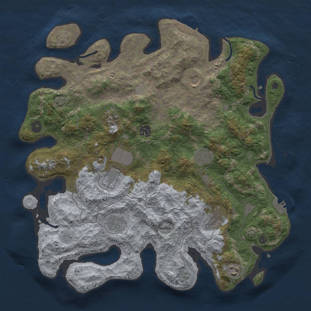 Rust Map: Procedural Map, Size: 4000, Seed: 1046371733, 16 Monuments