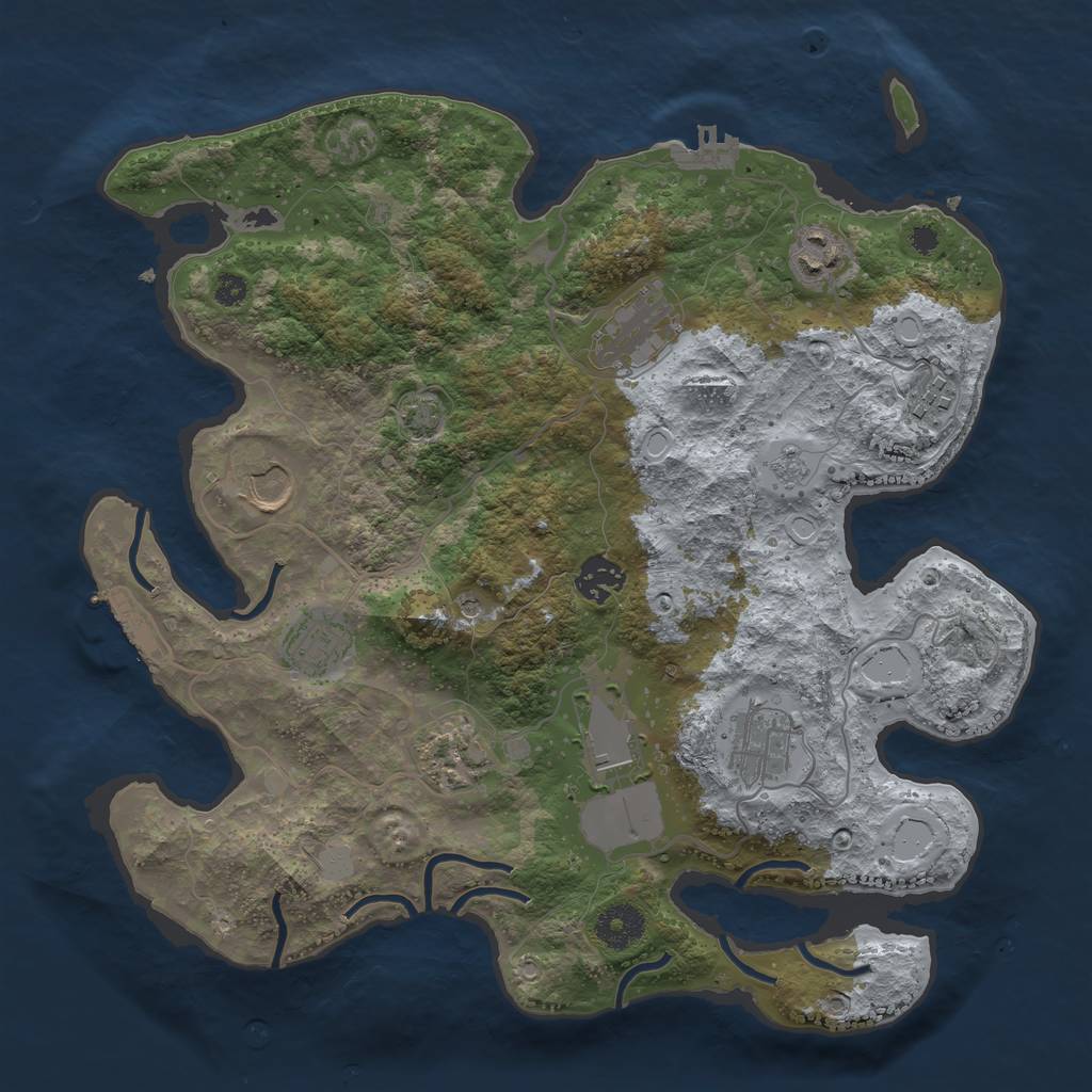 Rust Map: Procedural Map, Size: 3500, Seed: 932472345, 16 Monuments