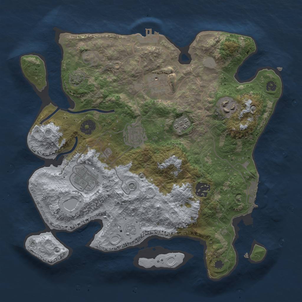 Rust Map: Procedural Map, Size: 3000, Seed: 1778775, 13 Monuments