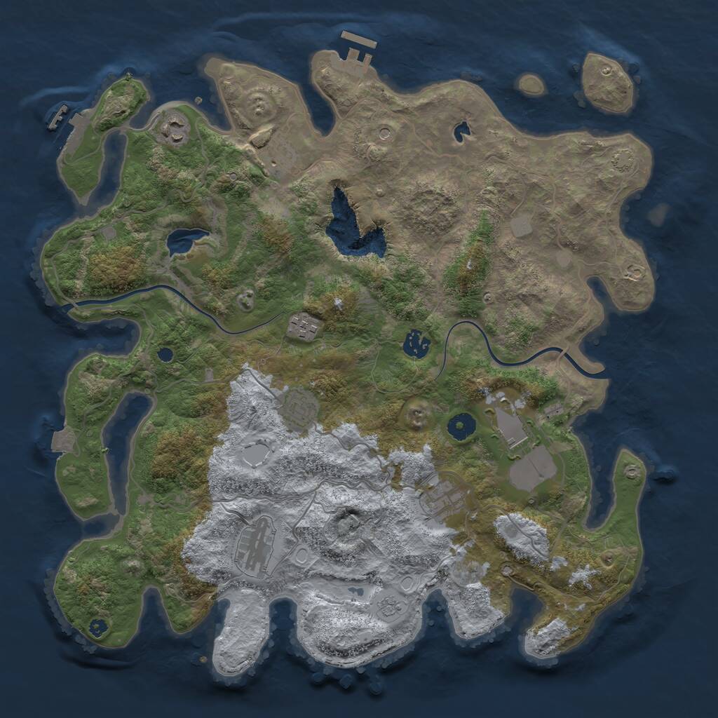 Rust Map: Procedural Map, Size: 4000, Seed: 447931652, 14 Monuments