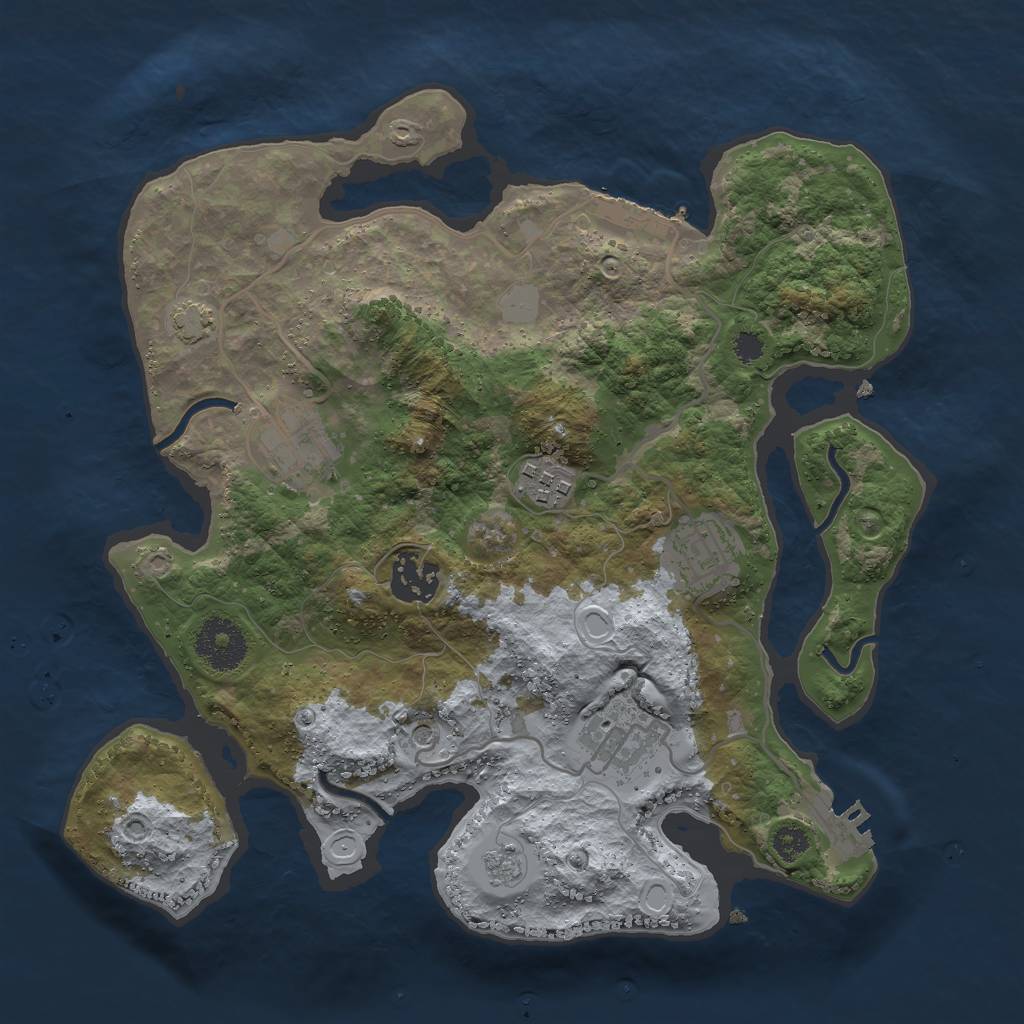 Rust Map: Procedural Map, Size: 3000, Seed: 2086166098, 12 Monuments