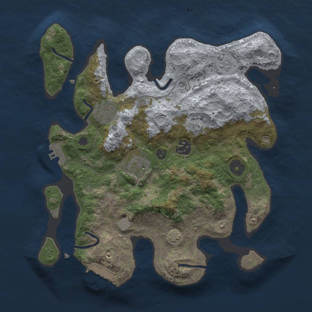 Rust Map: Procedural Map, Size: 3000, Seed: 4183076, 10 Monuments