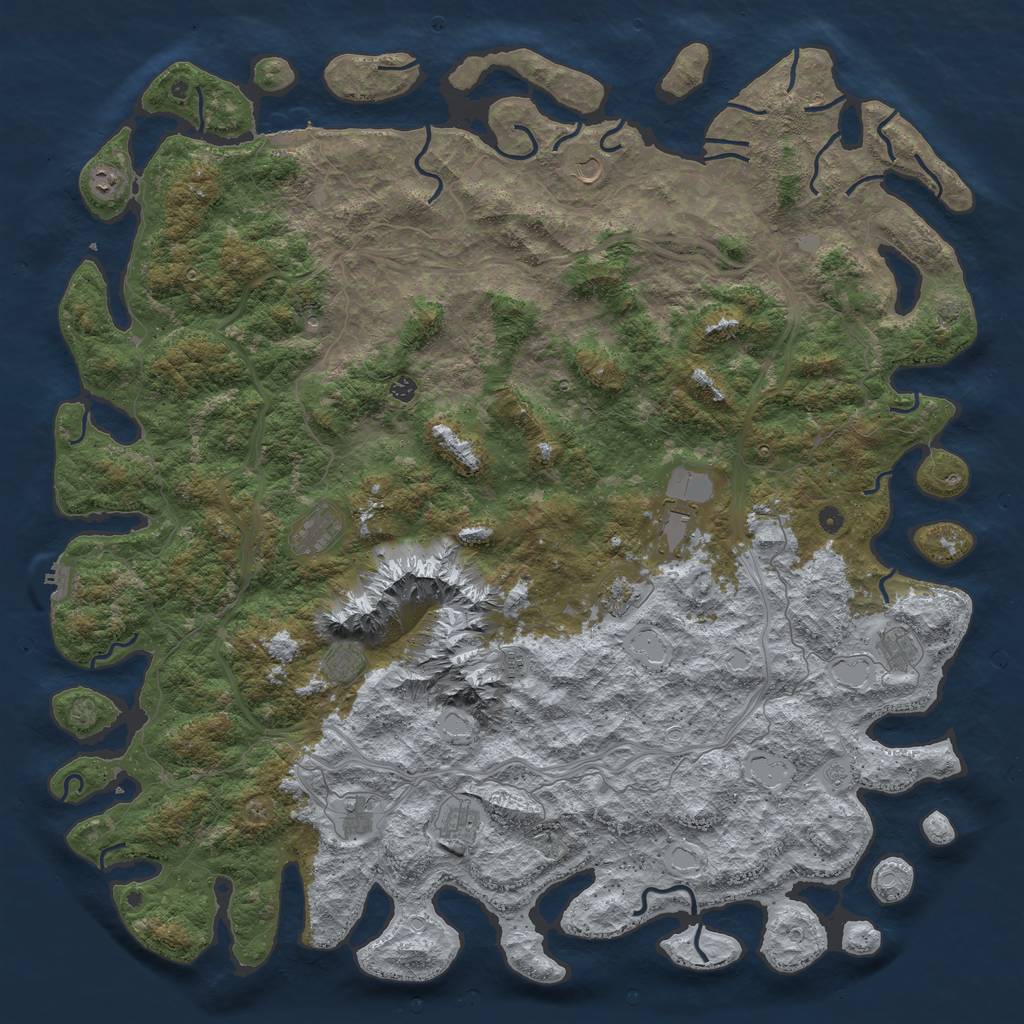 Rust Map: Procedural Map, Size: 6000, Seed: 658880907, 18 Monuments