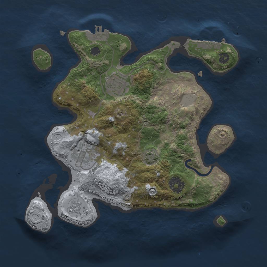 Rust Map: Procedural Map, Size: 2500, Seed: 46755799, 8 Monuments