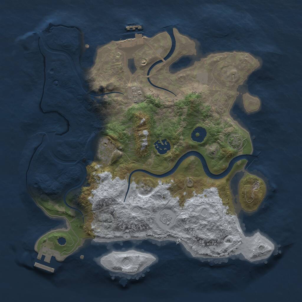 Rust Map: Procedural Map, Size: 3000, Seed: 18761, 8 Monuments