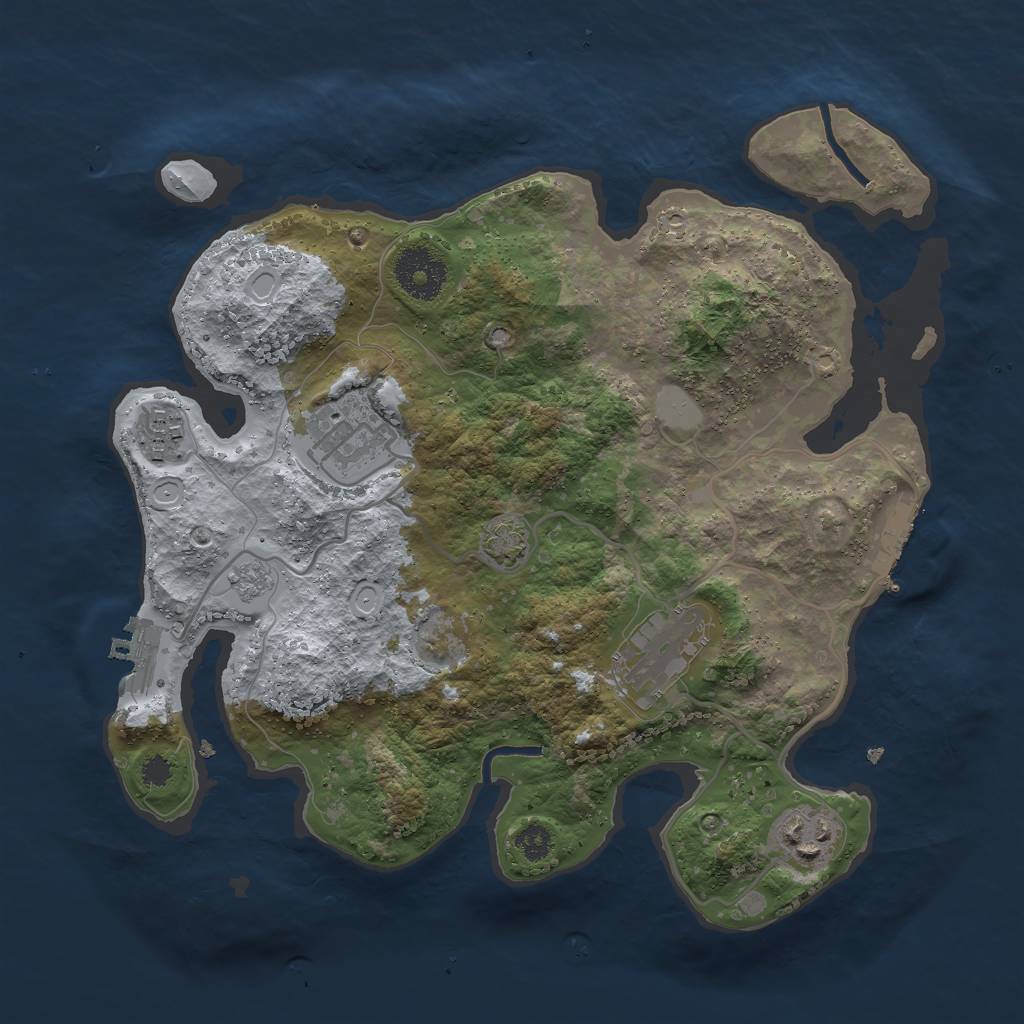 Rust Map: Procedural Map, Size: 3000, Seed: 1276998308, 10 Monuments