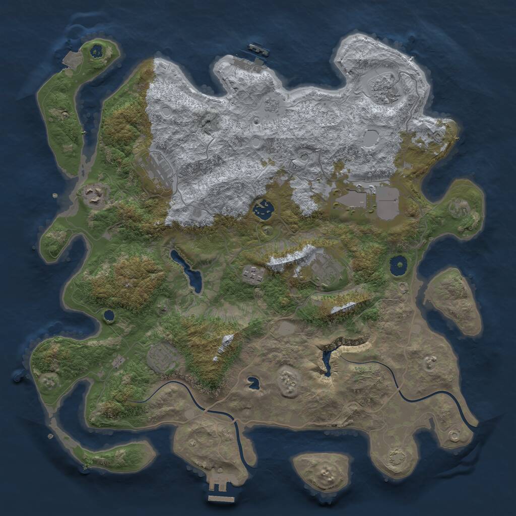 Rust Map: Procedural Map, Size: 4000, Seed: 1363425080, 14 Monuments