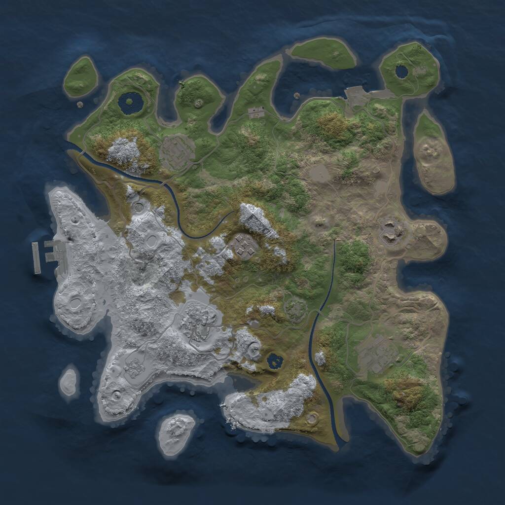 Rust Map: Procedural Map, Size: 3200, Seed: 122805, 10 Monuments