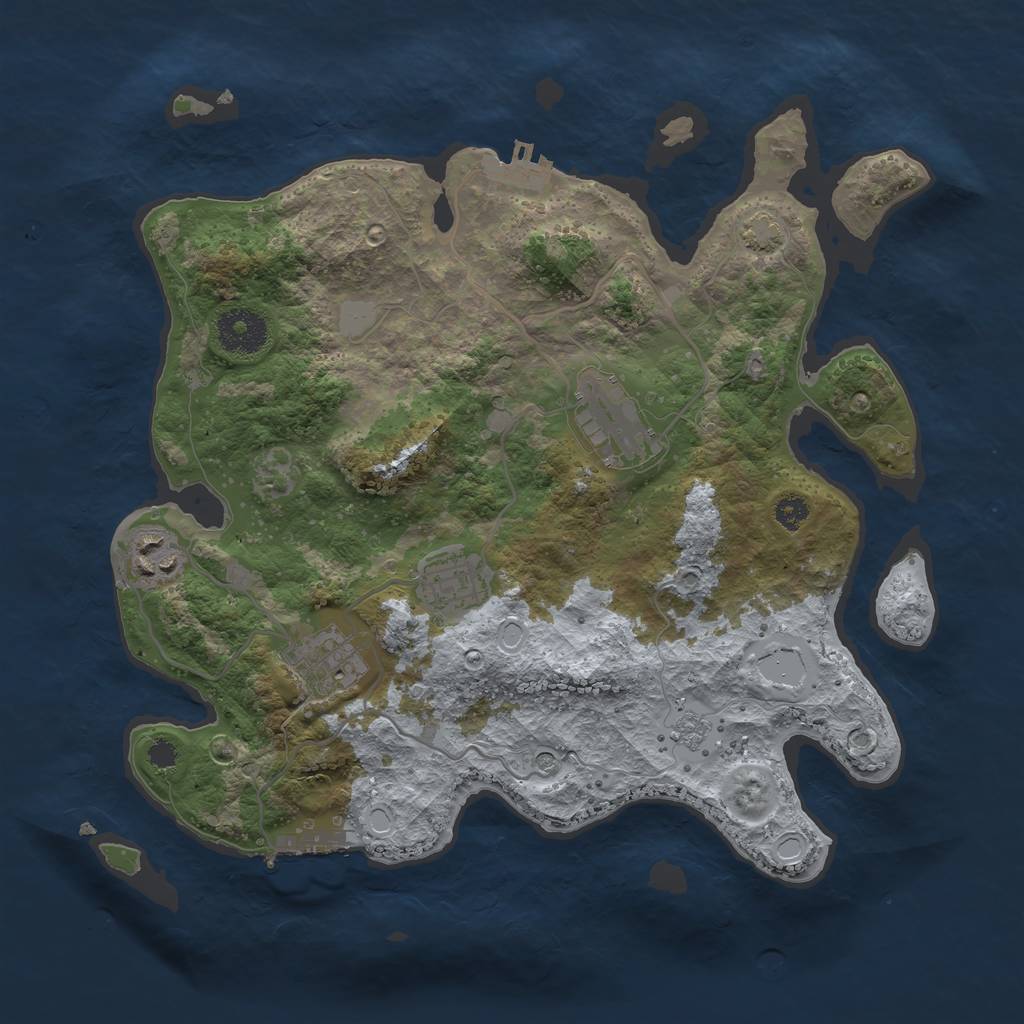 Rust Map: Procedural Map, Size: 3200, Seed: 4655464, 11 Monuments
