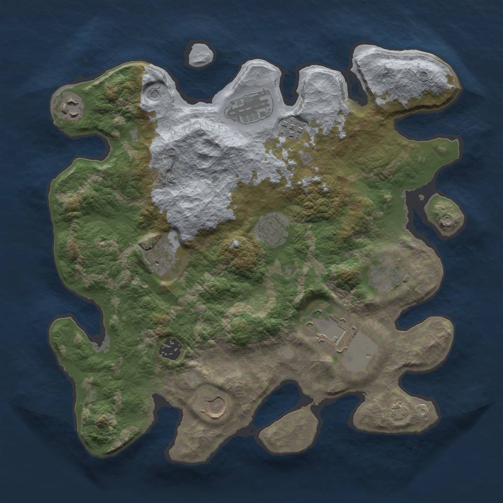 Rust Map: Barren, Size: 3500, Seed: 943706033, 12 Monuments
