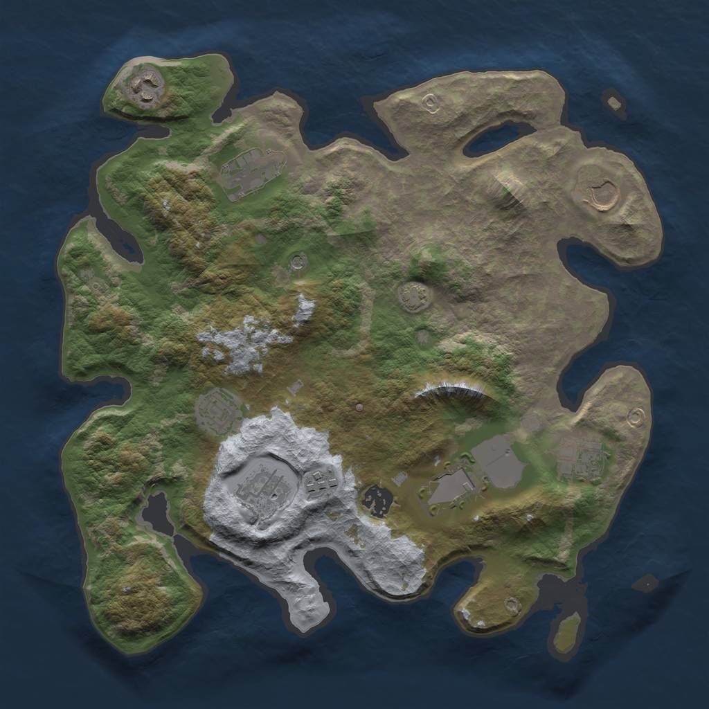 Rust Map: Barren, Size: 3500, Seed: 245802459, 12 Monuments