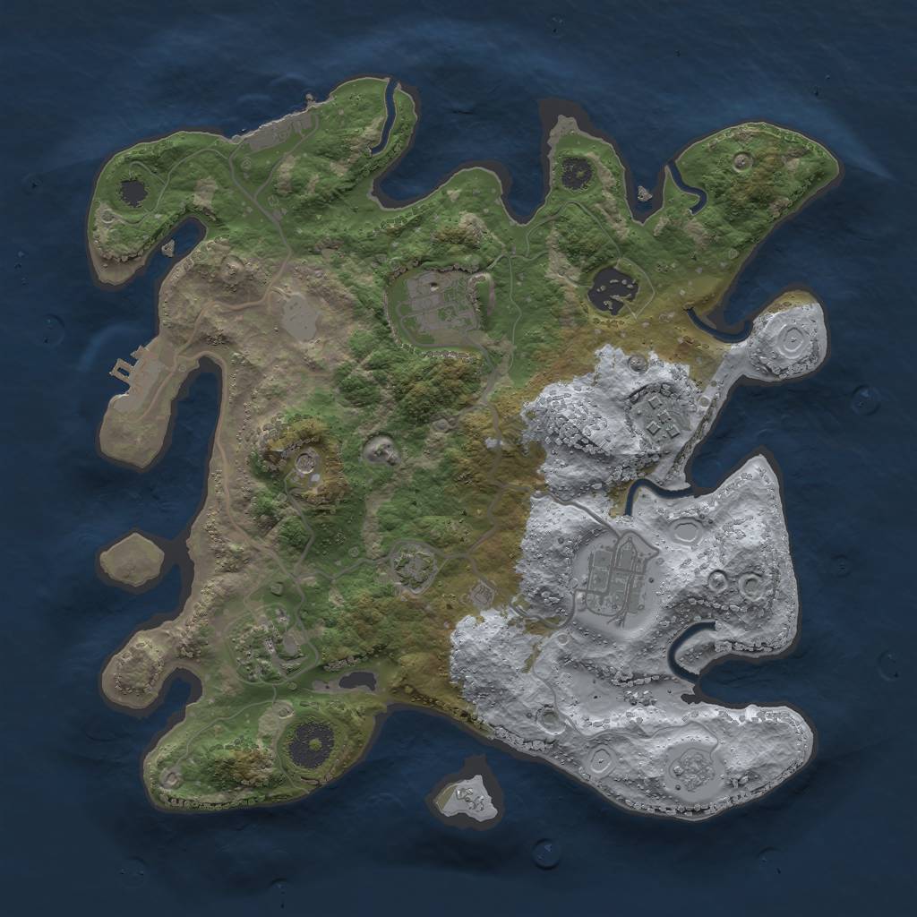 Rust Map: Procedural Map, Size: 3000, Seed: 3716452, 12 Monuments