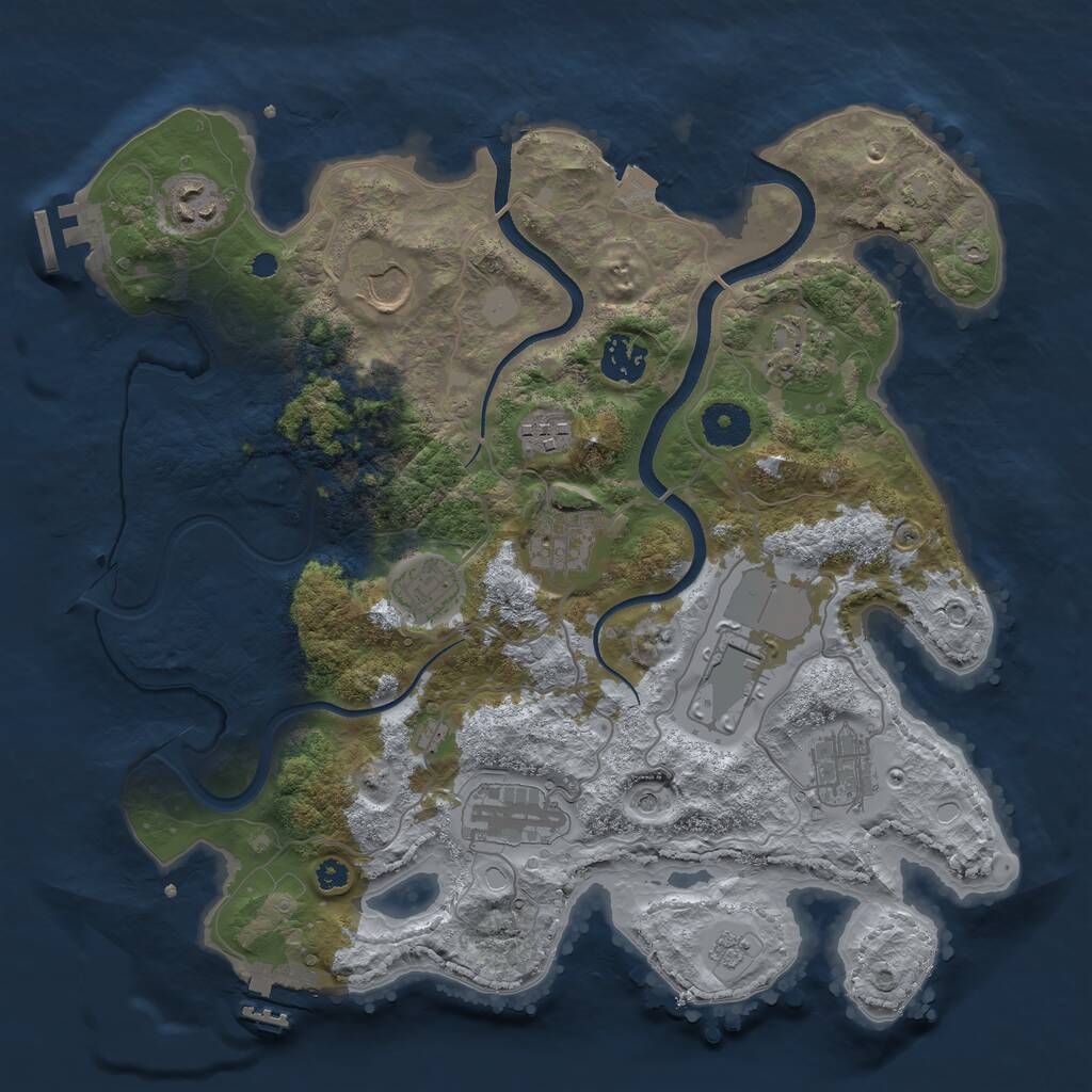 Rust Map: Procedural Map, Size: 3500, Seed: 2110270, 16 Monuments