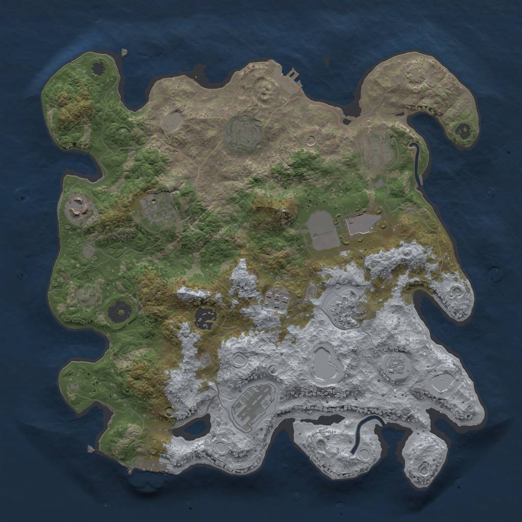 Rust Map: Procedural Map, Size: 3500, Seed: 2110270, 16 Monuments