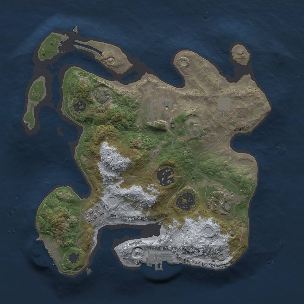 Rust Map: Procedural Map, Size: 2500, Seed: 240004, 9 Monuments