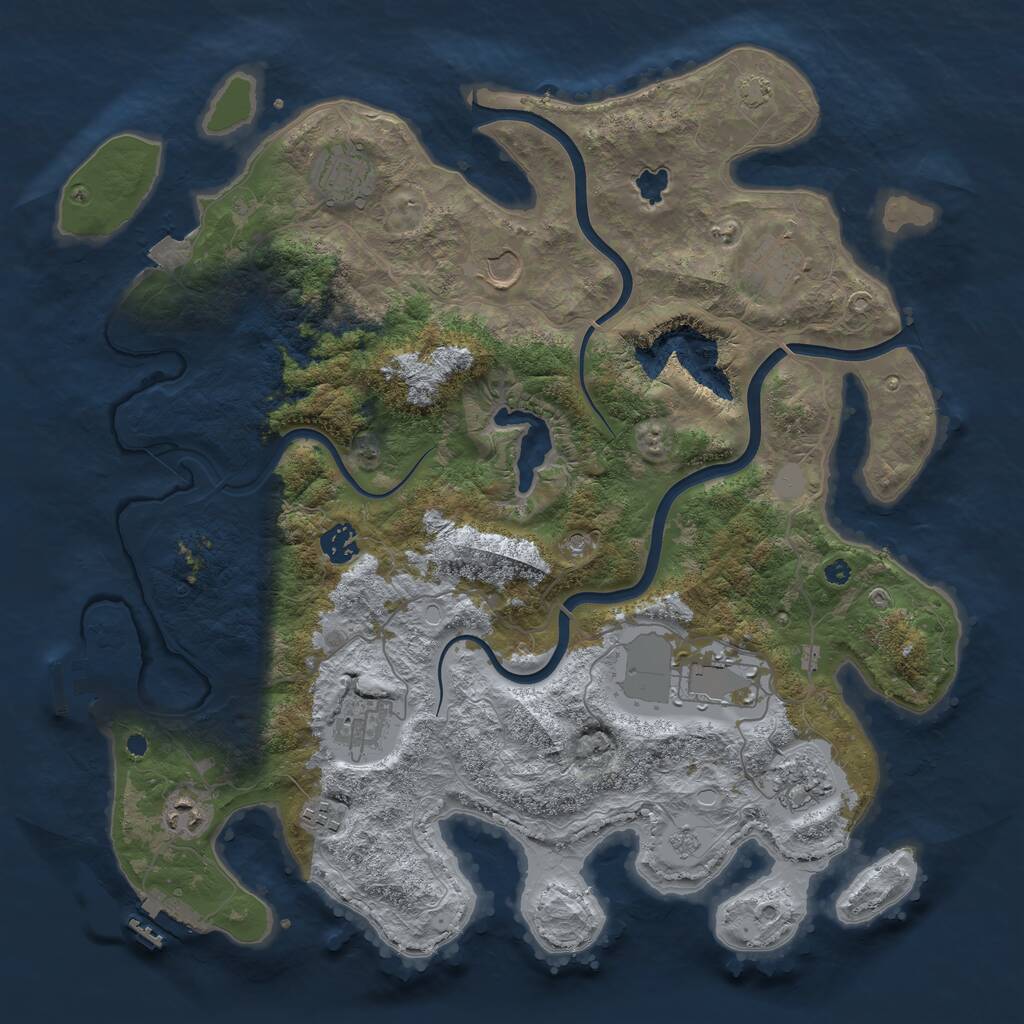 Rust Map: Procedural Map, Size: 4000, Seed: 33613, 15 Monuments