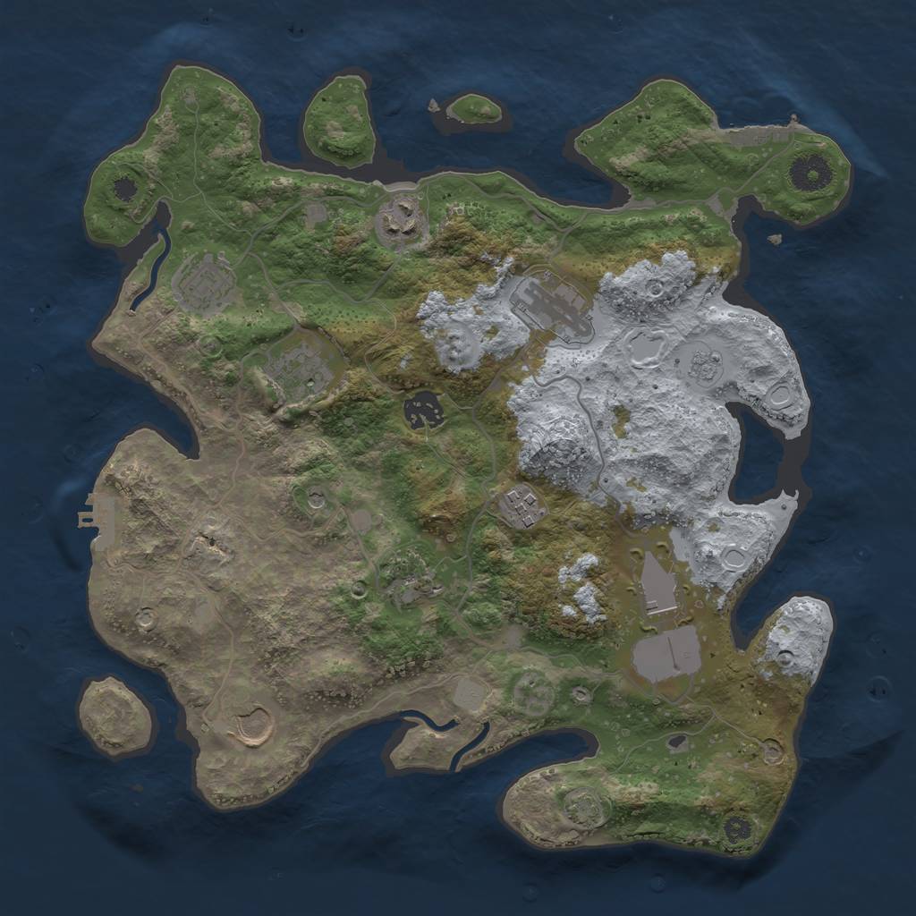 Rust Map: Procedural Map, Size: 3500, Seed: 1471414728, 16 Monuments