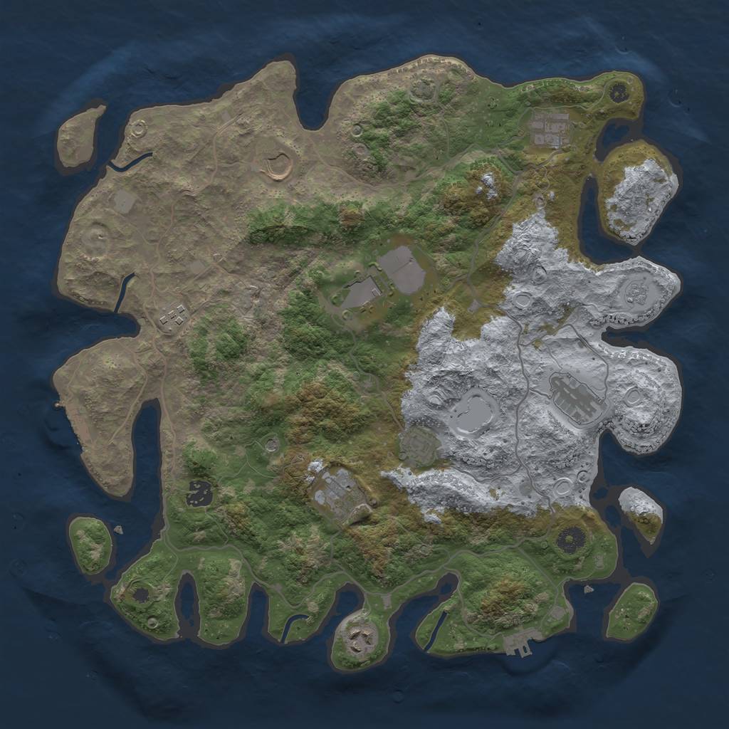 Rust Map: Procedural Map, Size: 4000, Seed: 1550150329, 16 Monuments